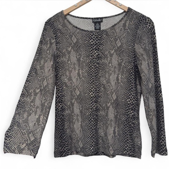 Neutral Snakeskin Top Animal Print, Stretchy Small, Y2K Streetwear, Gray Tan - Picture 2 of 7